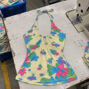 Wholesale Women's Trendy Thrifted <b>Camisole</b> Tank Top Breathable 100% Cotton Lace Trim Printed Sleeveless Fitted Summer Casual Y2K - Product Image 3