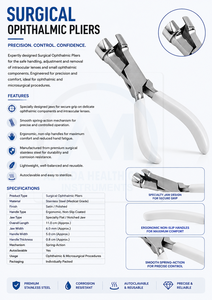 Pinzas Oftálmicas de Acero Inoxidable AL MIDA, Instrumentos Quirúrgicos Oftálmicos de Acero Quirúrgico, Herramientas Oftálmicas con Certificación CE Clase II, Manuales - Product Image 6