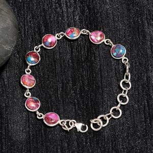 Handmade Pink Oyster Turquoise Sterling <b>Silver</b> Adjustable <b>Bracelet</b> For Fashion Lovers Unique Bohemian Jewelry Special Occasion - Product Image 1
