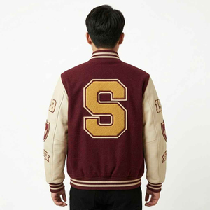 Veste universitaire vintage pour homme en laine avec manches en cuir, style bomber, veste de baseball d'hiver, veste de collège universitaire - Product Image 5