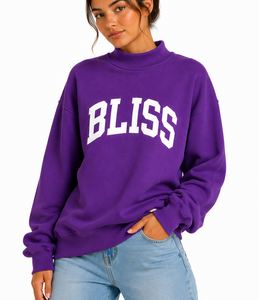 Sweat-shirt oversize à col montant pour femme, personnalisable avec logo, en coton doux, coupe décontractée, streetwear quotidien, pull. - Product Image 3
