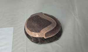 Perruque Toupet Mono Front Lace Taz en Cheveux Remy Chinois de Qualité Supérieure, Trame Simple, avec Ondulations Profondes Naturelles - Product Image 5