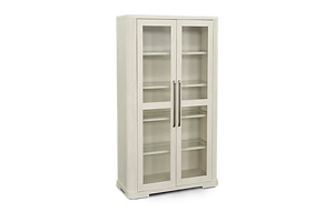 Aparador Moderno de Madera con Puertas de Vidrio y Tiradores Metálicos para Almacenamiento en el Comedor - Product Image 1