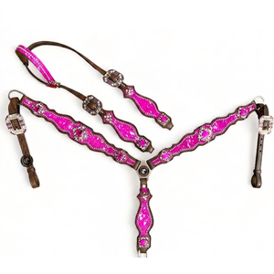 Ensemble d'Équipement Équestre en Cuir DD Western Fait Main de Haute Qualité, Couleurs Assorties, Tailles Personnalisées, Comprend une Têteuse et un Collier de Poitrine - Product Image 4
