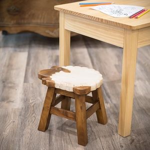 Taburete Infantil Moderno de Madera, Asiento Otomano Redondo con Superficie de Mesa para Sala de Estar, Dormitorio o Área de Juegos - Product Image 1