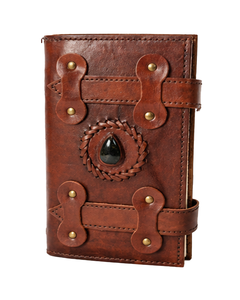 Diario de Cuero Vintage, Cuaderno de Cuero Hecho a Mano, Diario de Viaje Rústico, Diario de Escritura con Piedras Preciosas, Cuaderno de Bocetos Recargable, Regalo - Product Image 1