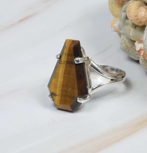 Natural <b>Tiger</b> <b>Eye</b> Coffin Shape Gemstone <b>Ring</b> 925 Sterling Silver <b>Ring</b> Handmade <b>Tiger</b> <b>Eye</b> Jewelry Fashion Party Wear Wholesale - Product Image 3
