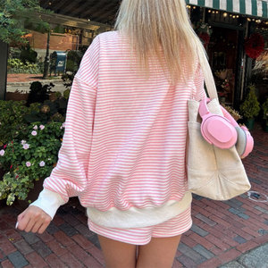 Women Pink <b>White</b> Solid Oversized Mockneck Eco-Friendly Fleece Sweatshirt Short <b>Set</b> Custom Casual Ladies Sweater Streetwear - Product Image 2