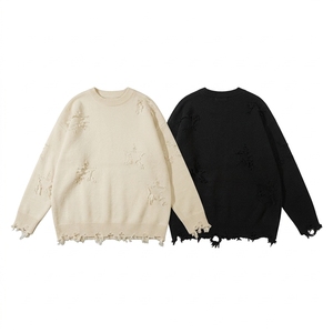 Pull Homme Oversize Tricoté Anti-rétrécissement à Col Rond avec Logo Brodé et Lettres Tendance – Collection Automne/Hiver 2024 - Product Image 1