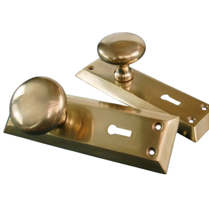 solid Brass round knob handle with back <b>plate</b> wholesale mortise <b>door</b> handle unlacquered lever <b>door</b> handle - Product Image 4