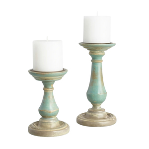Juego de Portavelas de Madera Rústico Estilo Granja, Base para Velas de Pilar de Madera Tallada Vintage, Hecho a Mano - Product Image 2