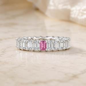 High Quality Moissanite Emerald Cut Full Eternity Band <b>Ring</b> 925 Silver With Rhodium Plated Wedding Gift for Lovers - Product Image 1