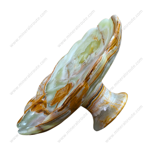 ชามผลไม้หินออนิกซ์แกะสลักด้วยมือ จาน ถาด สีธรรมชาติ ของตกแต่งบ้าน ชามผลไม้ออนิกซ์สีเขียวหลายเฉด - Product Image 5