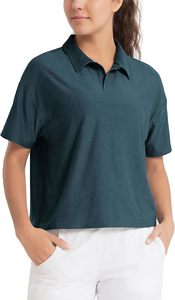 Camiseta Polo de Manga Corta para Mujer, Hecha a Medida, de Color Sólido, Tejido de Punto Informal, Estilo Liso Teñido, Largo Regular - Product Image 5