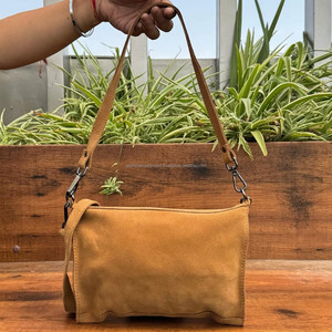 กระเป๋าสะพายข้างหนังกลับแท้วินเทจสำหรับเด็กผู้หญิงกระเป๋าสะพายไหล่แบบซ่อนใต้วงแขน - Product Image 5