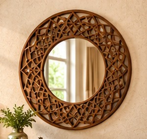 Round Minimalist Metal Framed Orb Wall <b>Mirror</b> with Customized Thickness Eco-Friendly <b>Hanging</b> Decor for Living Room and Wedding - Product Image 1