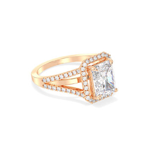 Bague halo en or massif 14K 18K de haute qualité REYES avec diamants de laboratoire HPHT CVD pour femmes, diamants certifiés IGI, bijoux fins - Product Image 2
