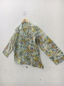 Chemise de pyjama pour femme à manches longues, motif animalier, luxueuse, écologique, à boutons, en soie/coton, col rabattu, été - Product Image 6