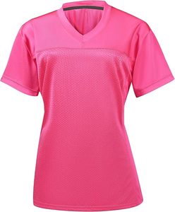 Camiseta Deportiva Atlética para Mujer, Cuello en V, Manga Corta, Ligera, 100% Poliéster, Antibacteriana, Transpirable, con Malla Bordada - Product Image 6