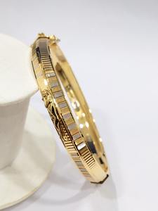 Brazalete de Oro Real de 22K de Lujo, Unisex, Diseño Italiano Clásico de Dos Tonos, Brazalete de Oro Sólido, Joyería Fina de Alto Brillo, Regalo de Boda - Product Image 3
