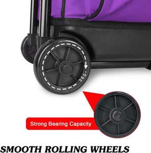 Rohzen Sports Rolling Sports Duffel <b>Bag</b> Heavy Duty <b>Wheels</b> Telescoping Handle Multi-Pocket 50-70L PU Material <b>Travel</b> Gear - Product Image 3