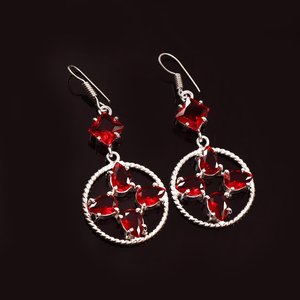 Pendientes de granate rojo, plata de ley 925, joyería de piedras preciosas hecha a mano para mujer, piedra de nacimiento de enero, elegantes pendientes de regalo, plata de ley 925 - Product Image 4