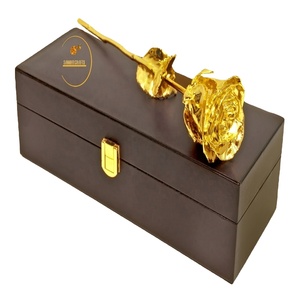 Venta al por mayor 24K Genuine Natural Gold-Dipped Rose Regalos de San Valentín 24K Gold-dipped ROSE con caja de regalo y Flor de regalo artificial - Product Image 3