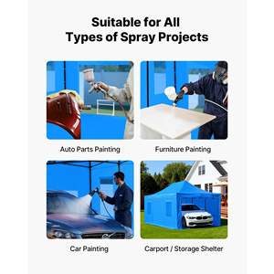 Portable Garage Spray Booth Tent 231.1 X 156.7 X 70.08 Inch Waterproof Foldable Frame Design 4 Mesh <b>Side</b> Windows for Auto Parts - Product Image 6