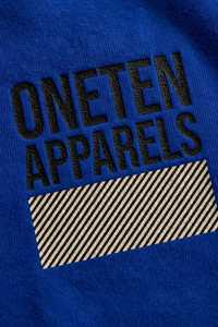 T-shirt à manches courtes pour homme, bleu, col rond, imprimé lettres, coupe décontractée, coton - Product Image 4