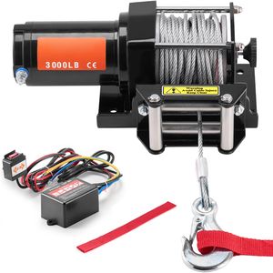 Treuil électrique 3000 lb avec câble en acier 12 V CC 3/16 x 39 pi à 7 brins, rouleau de guidage de câble pour ATV/UTV, capacité de charge 12000 lb - Product Image 1
