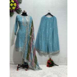 Designer Women's Party Wear Set with Plazzo Dupatta <b>Top</b> <b>Sequin</b> Work Sequence - Product Image 5