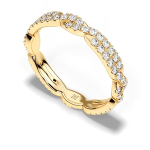 Bague de mariage incurvée en or blanc massif 14 carats avec diamants naturels, bague éternité empilable en chevron avec diamants ronds brillants pour femme - Product Image 3