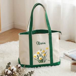 Eco Friendly Fashion Letter Pattern <b>Medium</b> Cotton Canvas Tote <b>Bag</b> Reusable Shopping Custom Logo Printed Wholesale Bulk - Product Image 1