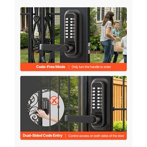 Serratura Meccanica per Porta con Codice 2.0, Tastierino a Combinazione con Pulsante, Codice a 4-7 Cifre, Doppio Lato per Ingresso e Uscita - Product Image 5