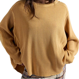 Sudadera Oversize de Cuello Redondo para Mujer, Suéter de Punto con Mangas Murciélago, Ribete de Encaje y Dobladillo Asimétrico, Algodón Blanco, Ideal para Otoño - Product Image 6