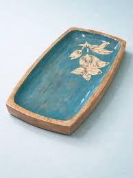 Wooden <b>Storage</b> <b>Tray</b> Rectangle Blue Snowflake Pattern Varnished Finish Table Use Single Tier Modern Design custom serving <b>tray</b> - Product Image 3