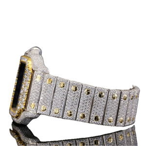 Montre automatique de luxe 41MM avec cadran romain bleu, diamants Moissanite et pavé complet en argent sterling 925 - Product Image 4