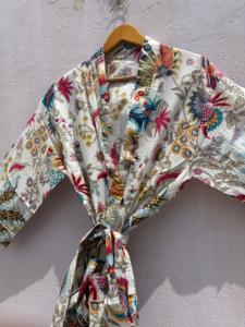 Peignoir en coton floral bohème pour femme, léger, style kimono, imprimé turc, vêtement de détente, robe de chambre, paréo de plage - Product Image 2