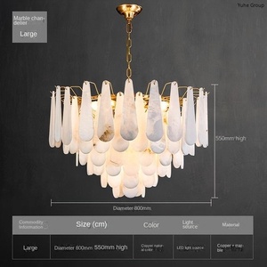 Lustre moderne de luxe léger en cuivre pur, plume nuage, pour salon, chambre à coucher, salle à manger, restaurant, LED à intensité variable - Product Image 6
