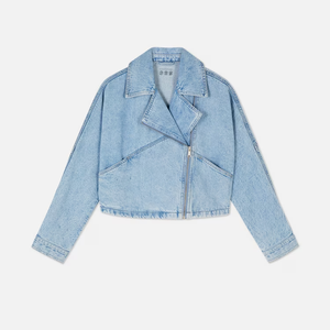 Best Value New Arrivals Fashion <b>Crop</b> Top Jean <b>Jackets</b> with Zipper Cotton Moto Oversized <b>Denim</b> <b>Jacket</b> for Women - Product Image 5