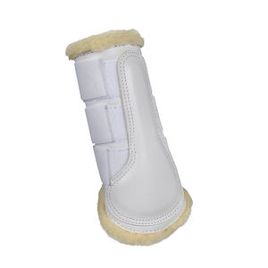 Botas Protectoras para Caballos Blancas de Color Sólido, de Cuero Encolado con Forro de Felpa para Protección de Patas Equinas, Entrenamiento y Equitación - Product Image 1