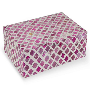 Handmade Luxurious Bone Inlay Wood MDF Trinket <b>Box</b> Velvet Glass Storage for Jewelry Necklaces Rings Weddings-Carton <b>Packed</b> - Product Image 3