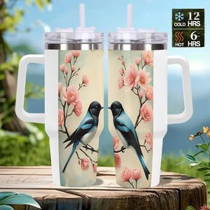 Bouteille isotherme personnalisée 40 oz en acier inoxydable avec motif oiseau et fleur pour usage extérieur - Product Image 2