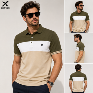 <span class=keywords><strong>Polo</strong></span> décontracté à manches courtes pour homme X Sports <span class=keywords><strong>City</strong></span>, couleur unie, respirant, 100 % coton tricoté, polos d'été rayés et color-block - Product Image 3