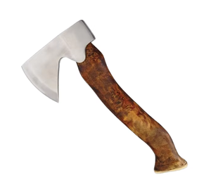 Hache artisanale en acier poli sur mesure, manche en bois naturel courbé, lame à finition miroir lisse, hache artisanale pour l'extérieur, camping, bushcraft - Product Image 5