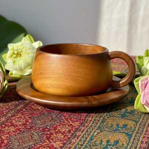 Premium Bamboo Tea <b>Cup</b> and Whiskey Tumblers with Handle Eco-Friendly Reusable Drinkware Luxury Gift Solid wood tea <b>cup</b> - Product Image 5