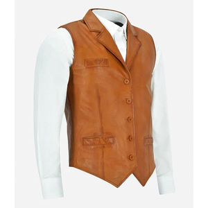 <b>Men's</b> Real <b>Leather</b> <b>Vest</b> For Sale Classic Casual Fashion Sleeveless Outerwear <b>Men</b> <b>Leather</b> <b>Vest</b> in Wholesale Rate - Product Image 2