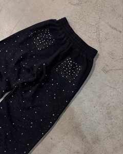 Women's Black Dot Print <b>Harem</b> Pants Elastic Waist Loose Fit Full Length Casual Knitted Polyester Pants - Product Image 3