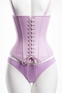 Haut bustier corset sans bretelles à lacets pour femme avec ensemble string taille haute assorti – Lingerie gainante amincissante tendance - Product Image 4