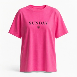 Camiseta Casual de Cuello Redondo y Manga Corta para Mujer, Fabricada en Fábrica, con Estampado de Flores Sunday, 100% Algodón Jersey de BD - Product Image 4